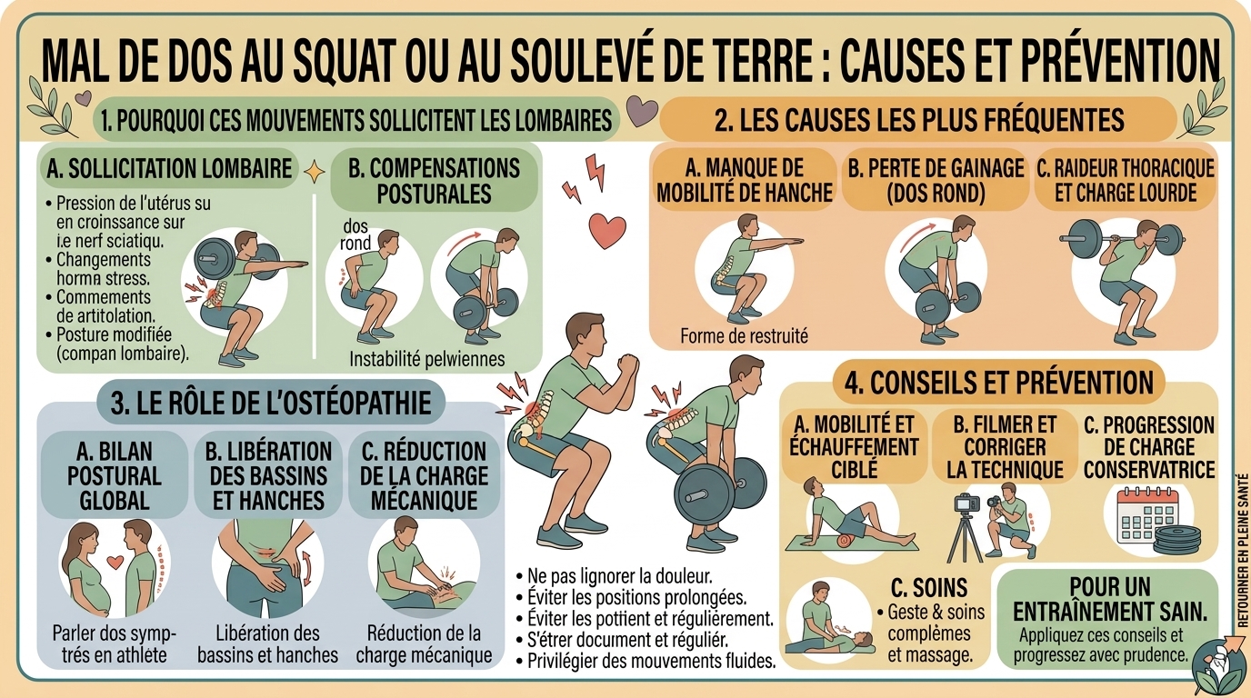Mal de dos au squat ou au soulevé de terre : causes et prévention