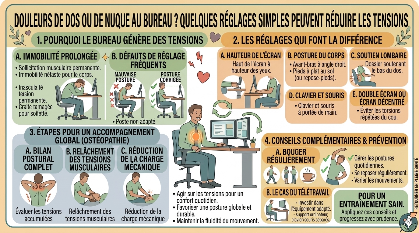 Mal de dos au bureau : comment bien aménager son poste de travail