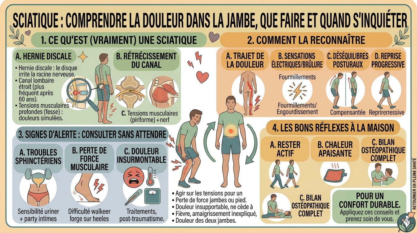 Sciatique : comprendre la douleur dans la jambe, que faire et quand s'inquiéter
